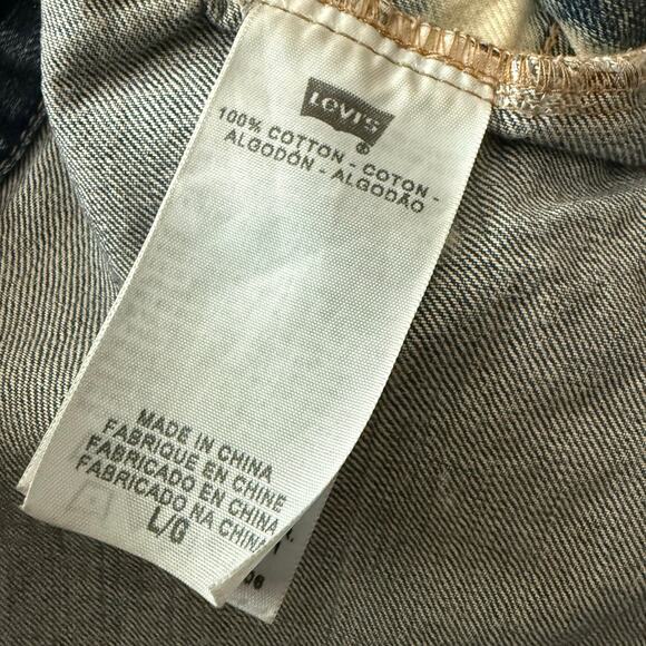 Levi’s y2k 90’s style distressed torn bleached destroyed denim jacket L large - Picture 6 of 13